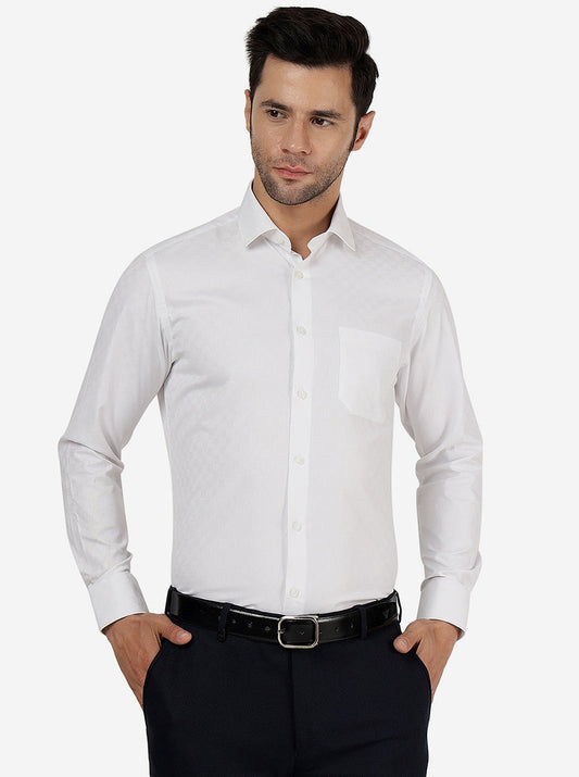 White Solid Slim Fit Formal Shirt | Greenfibre