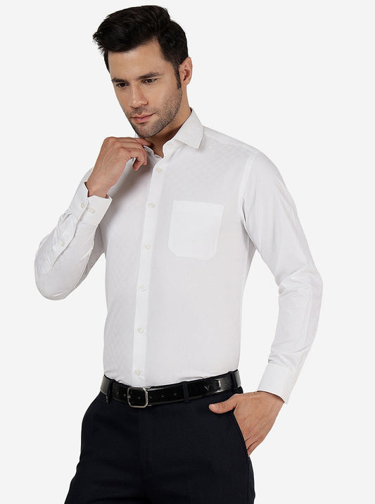 White Solid Slim Fit Formal Shirt | Greenfibre