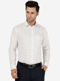 White Checked Regular Fit Formal Shirt | Greenfibre