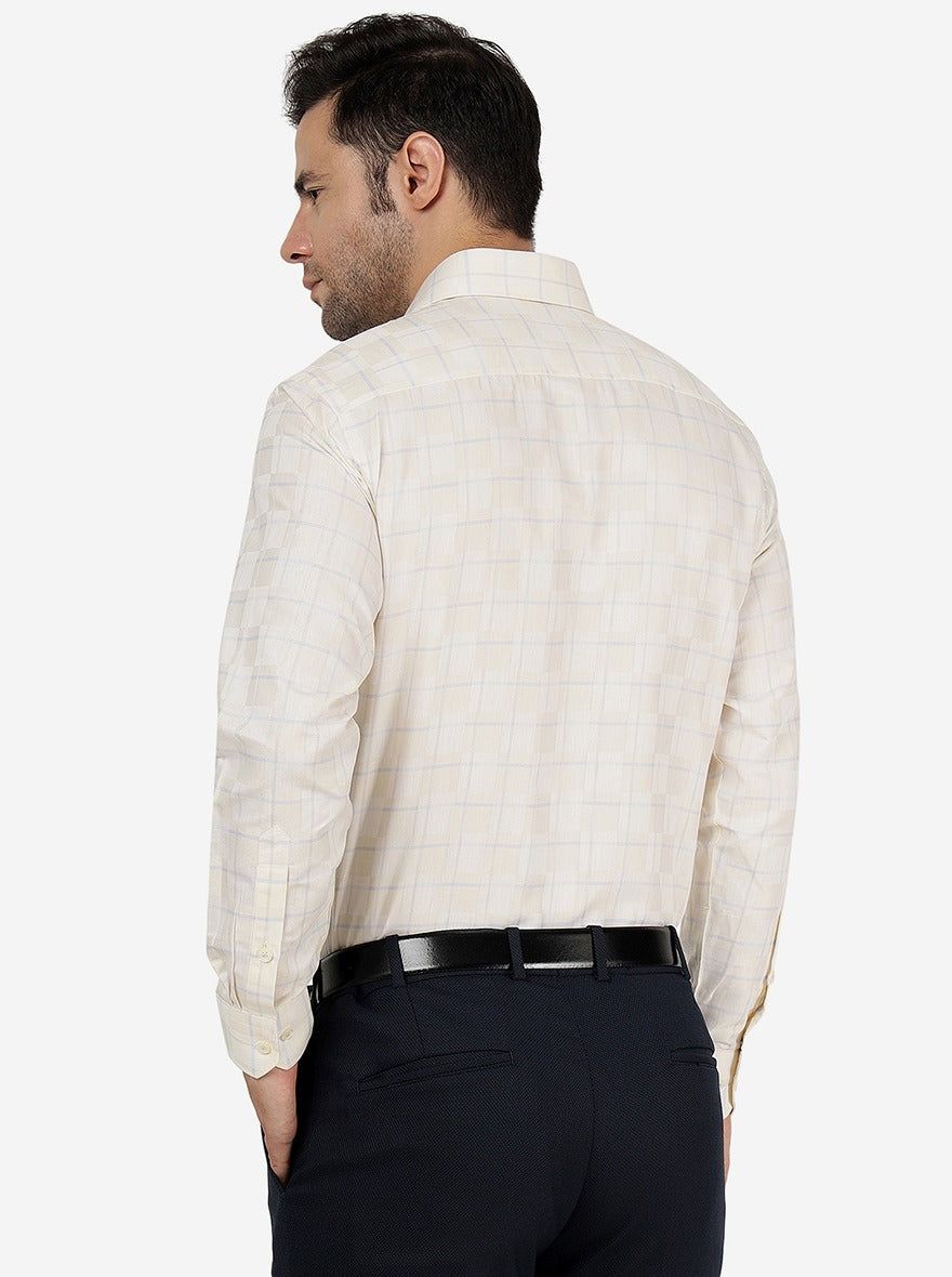 Yellow Checked Regular Fit Formal Shirt | Greenfibre