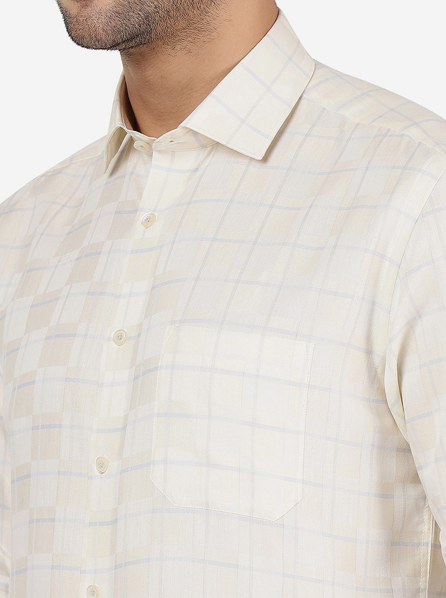 Yellow Checked Regular Fit Formal Shirt | Greenfibre