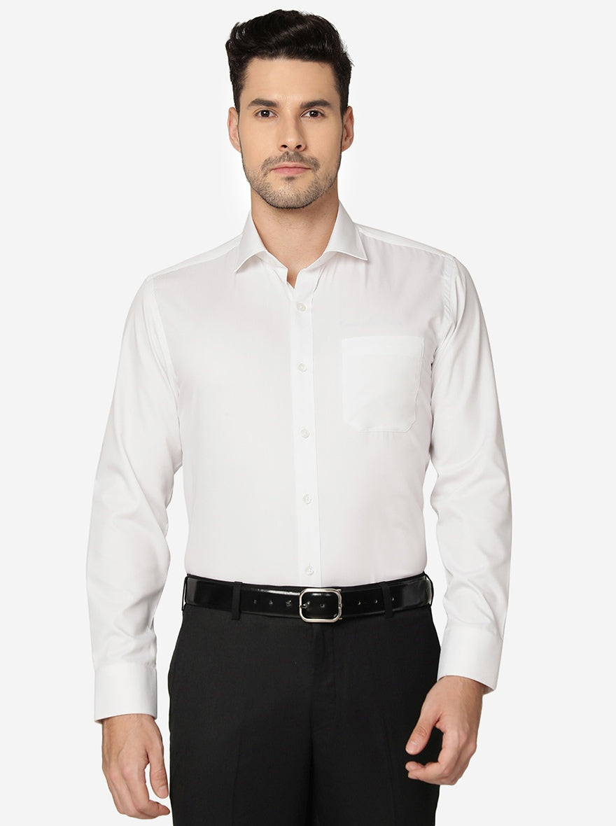 White Solid Slim Fit Formal Shirt | Greenfibre