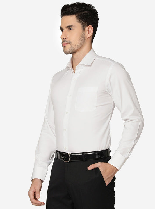 White Solid Slim Fit Formal Shirt | Greenfibre