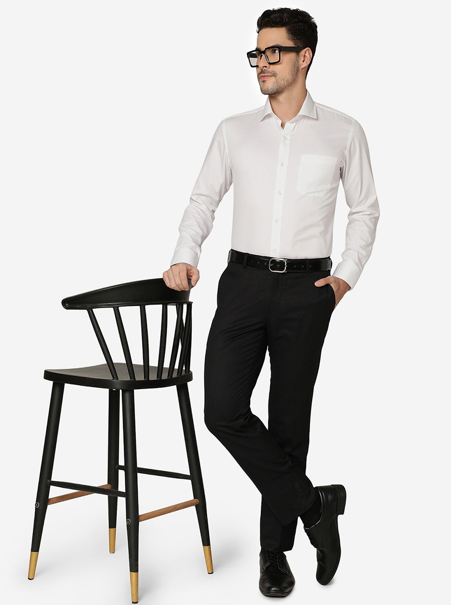 White Solid Slim Fit Formal Shirt | Greenfibre