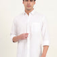 White Printed Slim Fit Semi Casual Shirt | Greenfibre