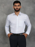 Sky Blue Striped Slim Fit Formal Shirt | GreenFibre