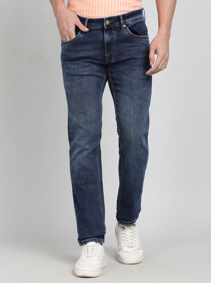 Ink Blue Washed Slim Fit Jeans | Greenfibre