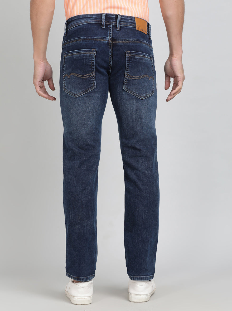 Ink Blue Washed Slim Fit Jeans | Greenfibre