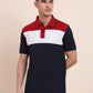 Blue & White CUT & SEW Slim Fit Polo T-Shirt | Greenfibre