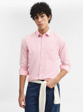 Pink Solid Slim Fit Casual Shirt | Greenfibre
