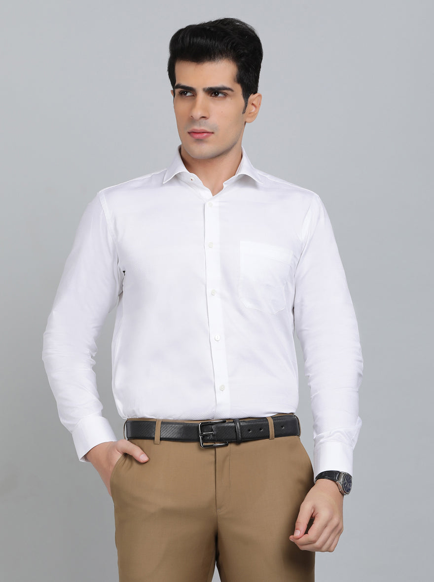 White Striped Slim Fit Formal Shirt | Metal