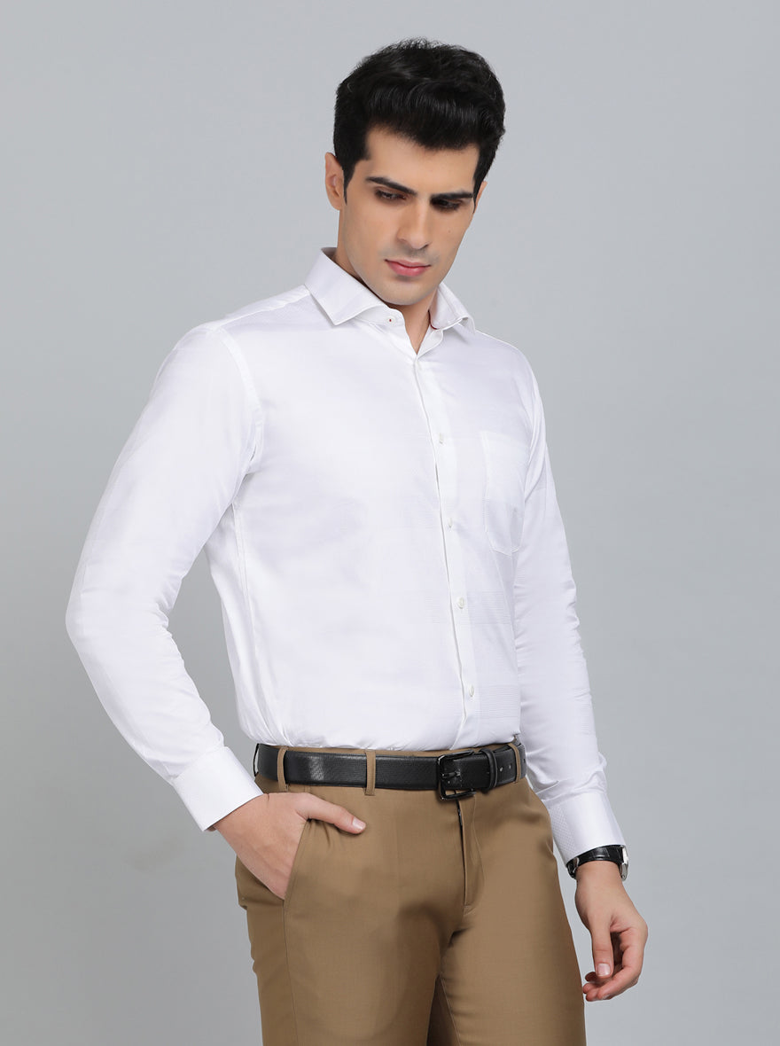 White Striped Slim Fit Formal Shirt | Metal