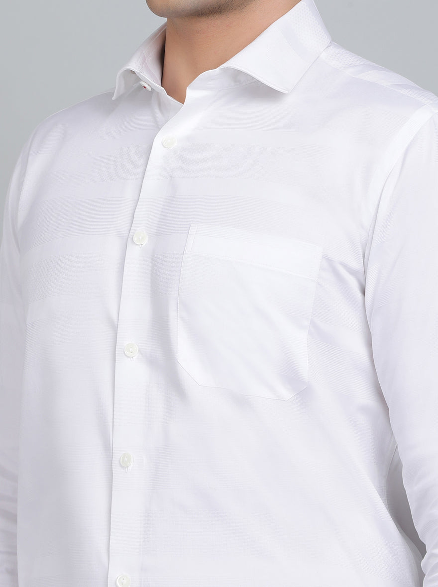White Striped Slim Fit Formal Shirt | Metal