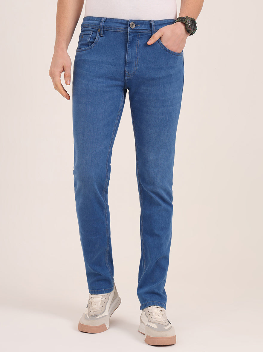 Blue Washed Narrow Fit Jeans | Greenfibre