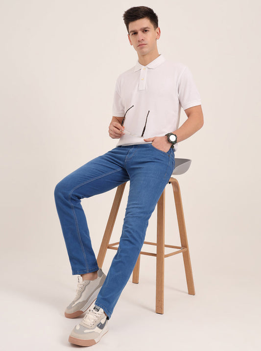 Blue Washed Narrow Fit Jeans | Greenfibre