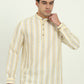 Yellow Striped Slim Fit Party Wear Kurta | Greenfibre