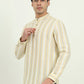 Yellow Striped Slim Fit Party Wear Kurta | Greenfibre