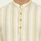Yellow Striped Slim Fit Party Wear Kurta | Greenfibre