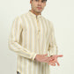 Yellow Striped Slim Fit Party Wear Kurta | Greenfibre