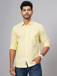 Yellow Solid Slim Fit Casual Shirt | Greenfibre