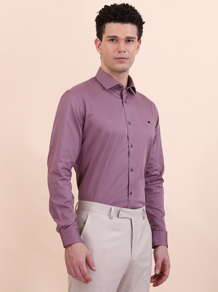 Dusty Pink Solid Slim Fit Party Wear Shirt | Greenfibre