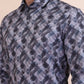 Grey Printed Slim Fit Party Wear Shirt | Greenfibre