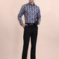 Grey Printed Slim Fit Party Wear Shirt | Greenfibre