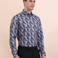 Grey Printed Slim Fit Party Wear Shirt | Greenfibre