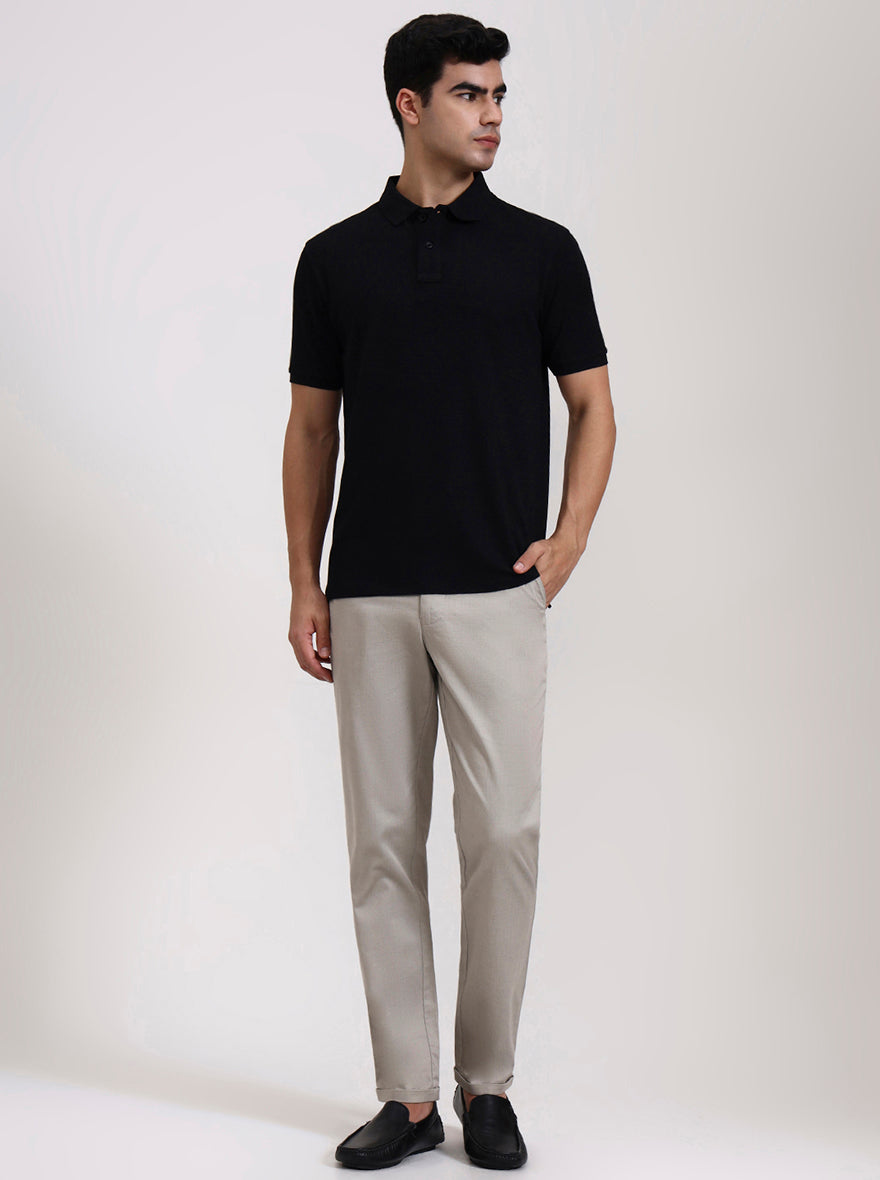 Black Solid Slim Fit Polo T-Shirt | Greenfibre