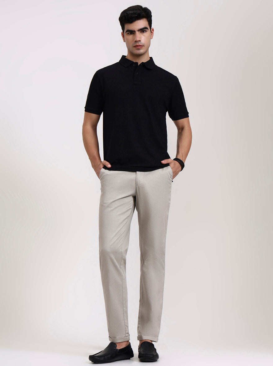 Black Solid Slim Fit Polo T-Shirt | Greenfibre