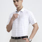 White & Grey Checked Regular Fit Formal Shirt | Greenfibre