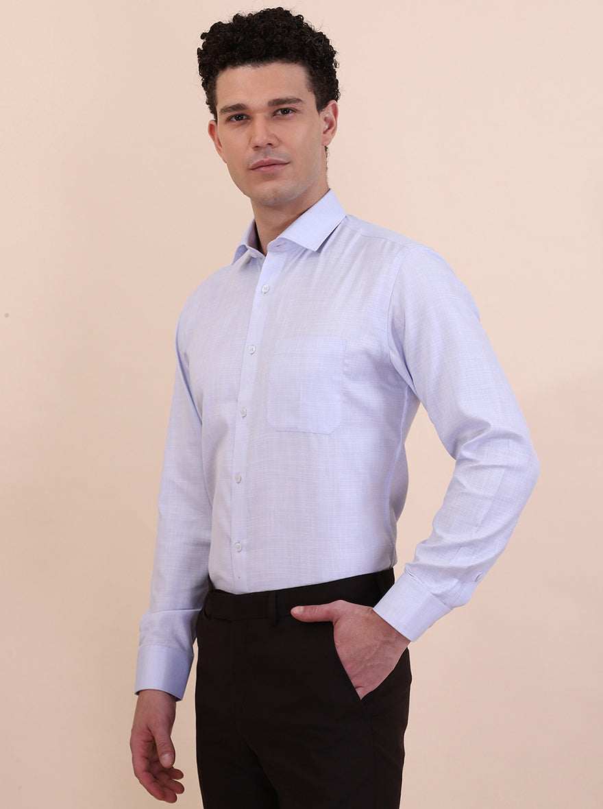 Sky Blue Solid Slim Fit Formal Shirt | Greenfibre