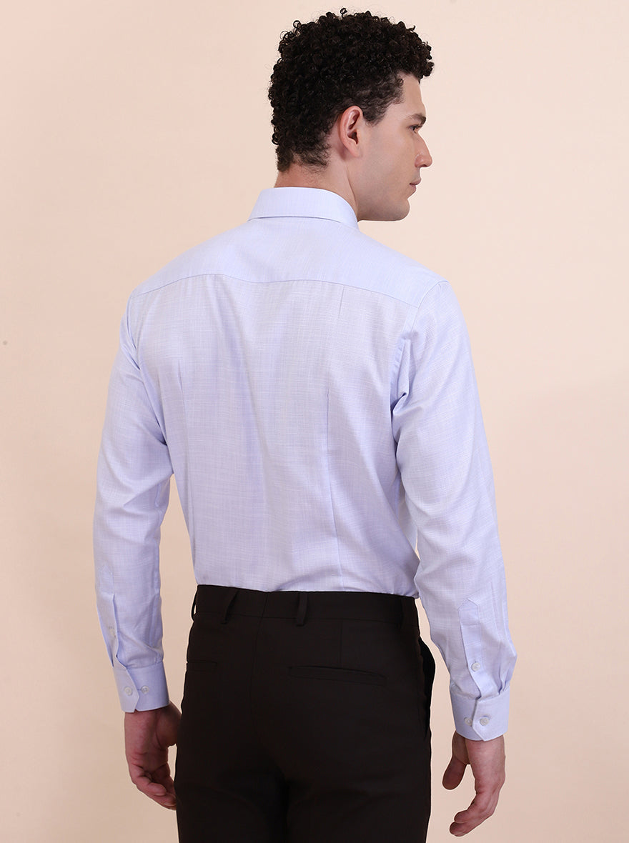 Sky Blue Solid Slim Fit Formal Shirt | Greenfibre