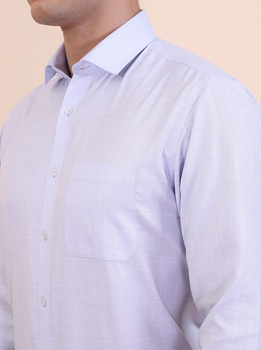 Sky Blue Solid Slim Fit Formal Shirt | Greenfibre