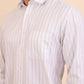 White & Grey Striped Regular Fit Formal Shirt | Greenfibre