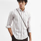 Brown Striped Slim Fit Casual Shirt | Greenfibre