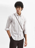 Brown Striped Slim Fit Casual Shirt | Greenfibre