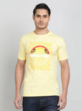 Lemon Yellow Printed Slim Fit T-Shirt | Greenfibre
