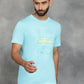 Aqua Blue Printed Slim Fit T-Shirt | GreenFibre