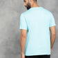 Aqua Blue Printed Slim Fit T-Shirt | GreenFibre