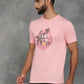 Peach Printed Slim Fit T-Shirt | GreenFibre