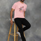 Peach Printed Slim Fit T-Shirt | GreenFibre