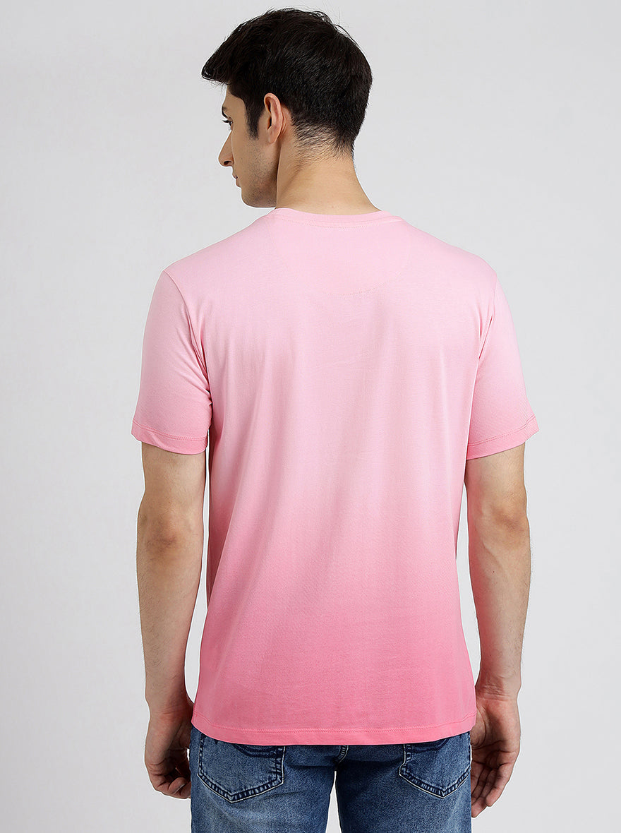 Pink Printed Slim Fit T-Shirt | Greenfibre