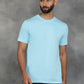 Light Blue Printed Slim Fit T-Shirt | GreenFibre