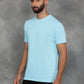 Light Blue Printed Slim Fit T-Shirt | GreenFibre