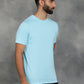 Light Blue Printed Slim Fit T-Shirt | GreenFibre