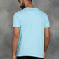 Light Blue Printed Slim Fit T-Shirt | GreenFibre