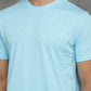 Light Blue Printed Slim Fit T-Shirt | GreenFibre