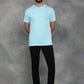 Light Blue Printed Slim Fit T-Shirt | GreenFibre