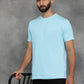 Light Blue Printed Slim Fit T-Shirt | GreenFibre